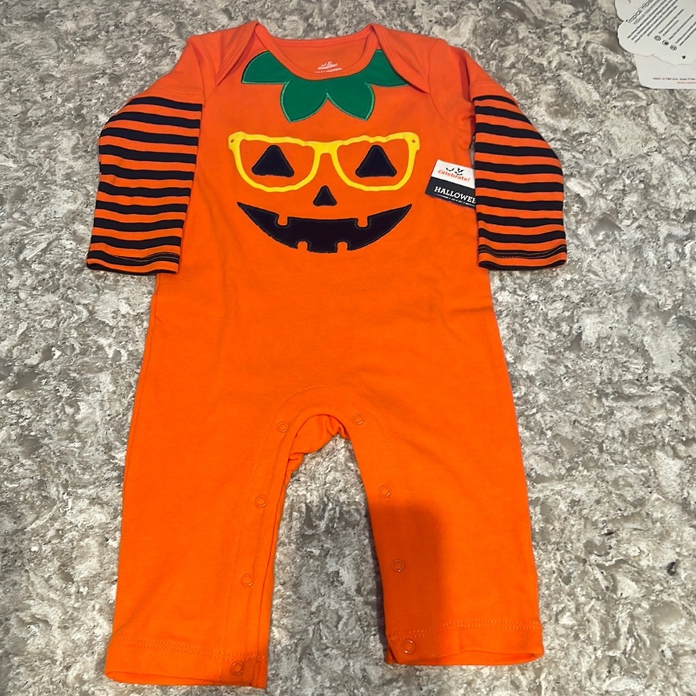 1 Piece Coverall Pumpkin with Glasses